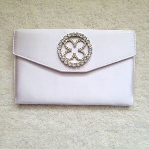 Italian Satin Bridal Clutch with Jewel Embellishment and Magnetic Closure